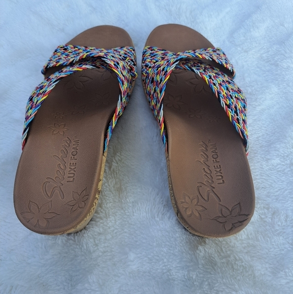 Skechers Beverlee Vacation Mode Wedge Slides Size 10 - Picture 2 of 3